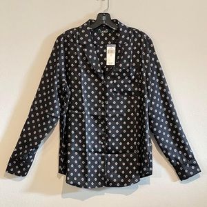 🖤 LAUREN Ralph Lauren Long Sleeve Satin Sleep Shirt 🏇(Large)